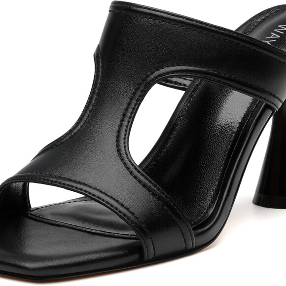 Women's Square Open Toe Heeled Sandals 3.5 Inch Slip On Mules for Party - Picture 1 of 8